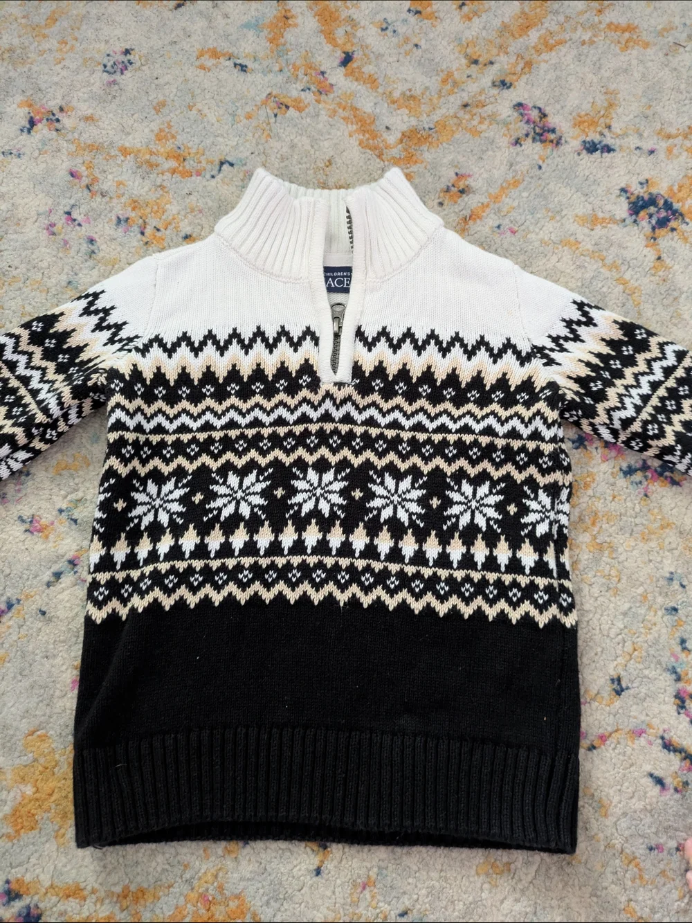 The Children's Place Black, White & Cream Zip Sweater
